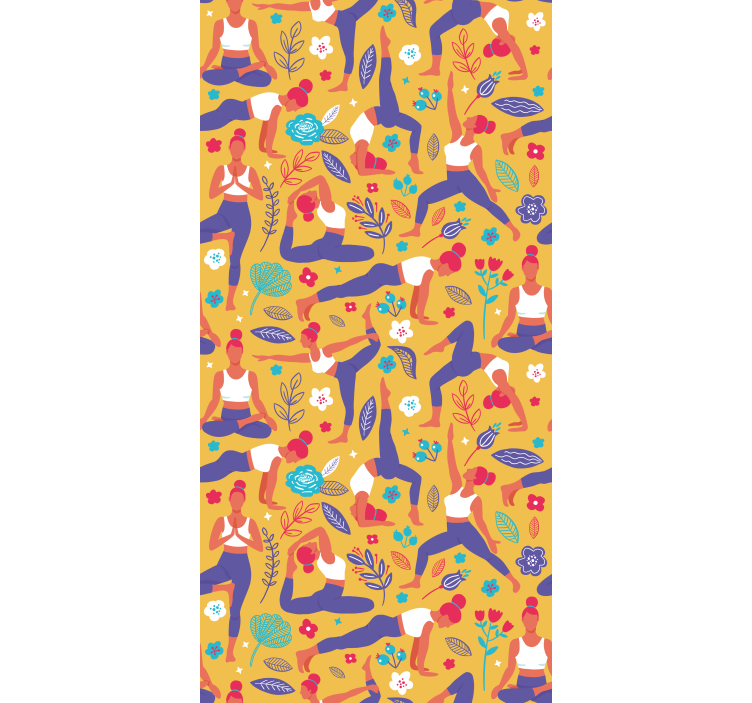 Papel mural dormitorio matrimonio patrón de posturas de yoga - TenVinilo