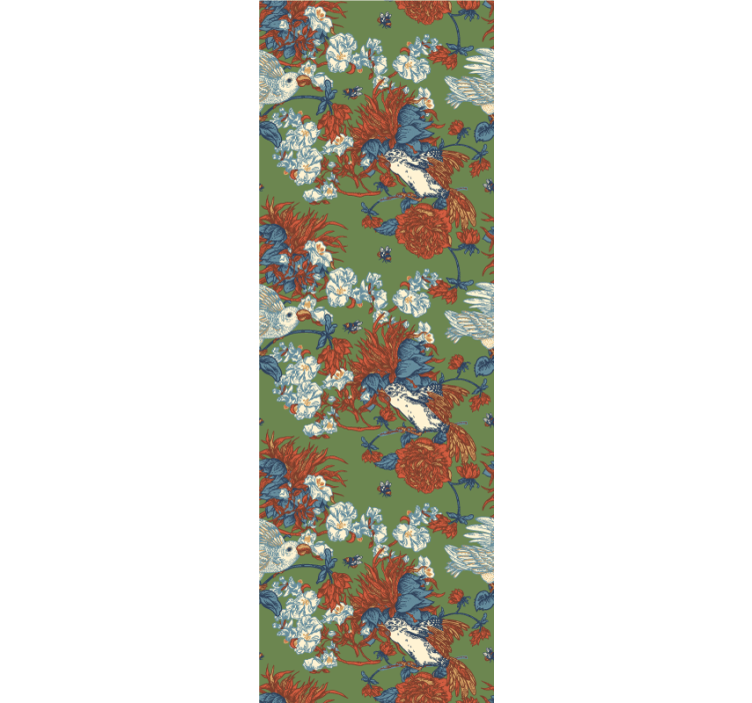 Papel pintado flores pájaros entre flores - TenVinilo