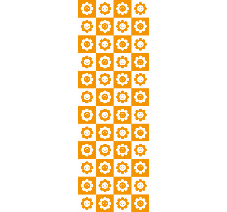 Papel pintado juvenil Cuadrados y flores - TenVinilo