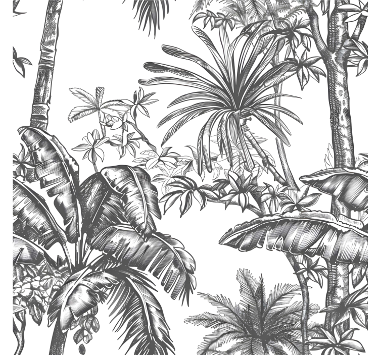 Papel mural cabecera patrón de selva gris - TenVinilo