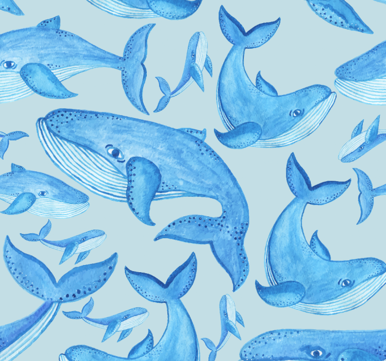 Papel mural peces patrones de ballenas acuáticas - TenVinilo