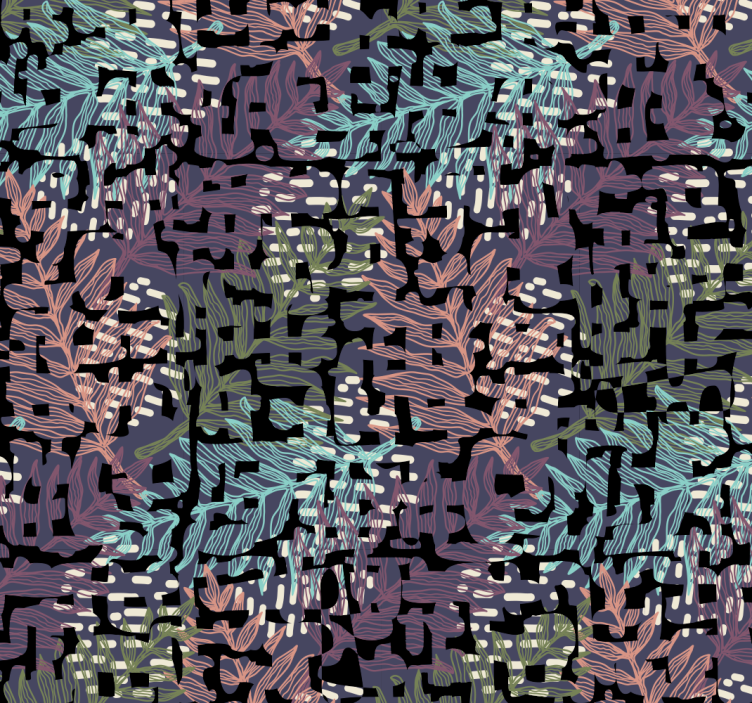 Papel mural hojas patrón de follaje digital - TenVinilo