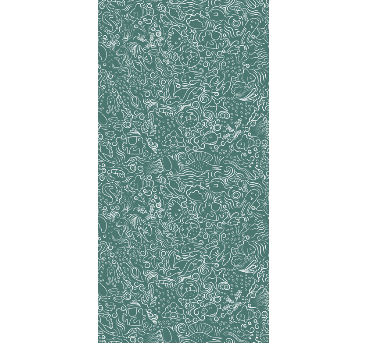 Papel mural animales vida marina verde - TenVinilo