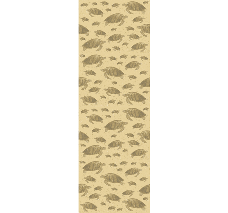 Papel mural dormitorio beige tortugas marinas - TenVinilo