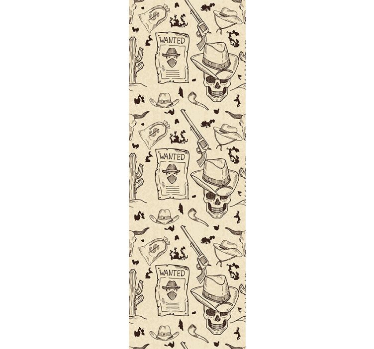 Papel mural vintage se busca diseño de calavera de vaquero - TenVinilo