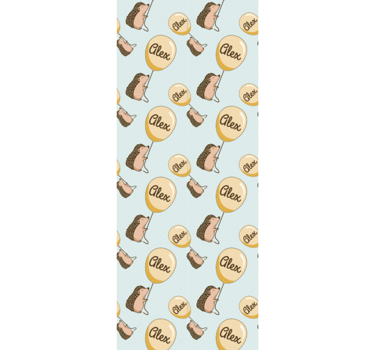 Papel mural infantil erizos con globos y nombre - TenVinilo