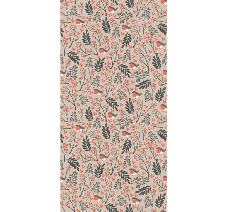 Papel mural living comedor pájaros y flores - TenVinilo