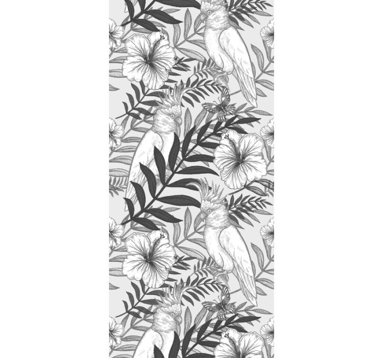 Papel mural selva bosquejo monocromo floral - TenVinilo