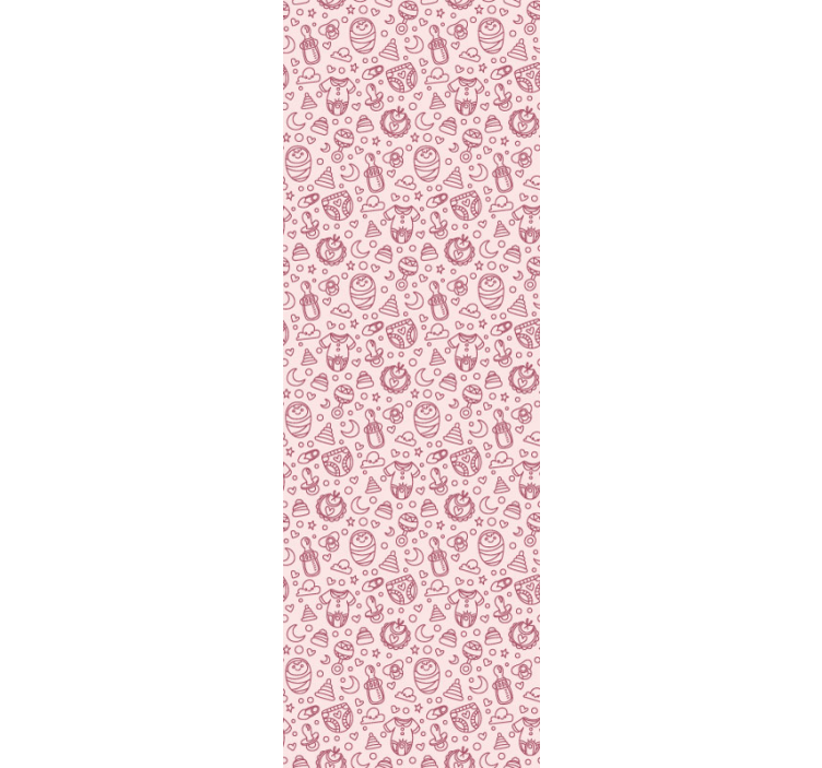 Papel mural bebé juguetes y ropa de color rosa - TenVinilo
