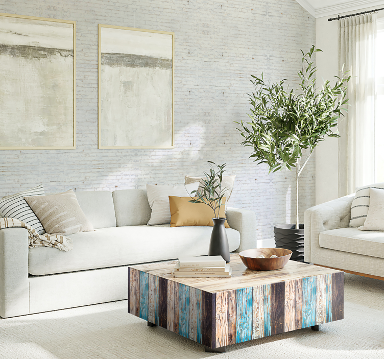 Papel pintado ladrillo blanco pintado - TenVinilo