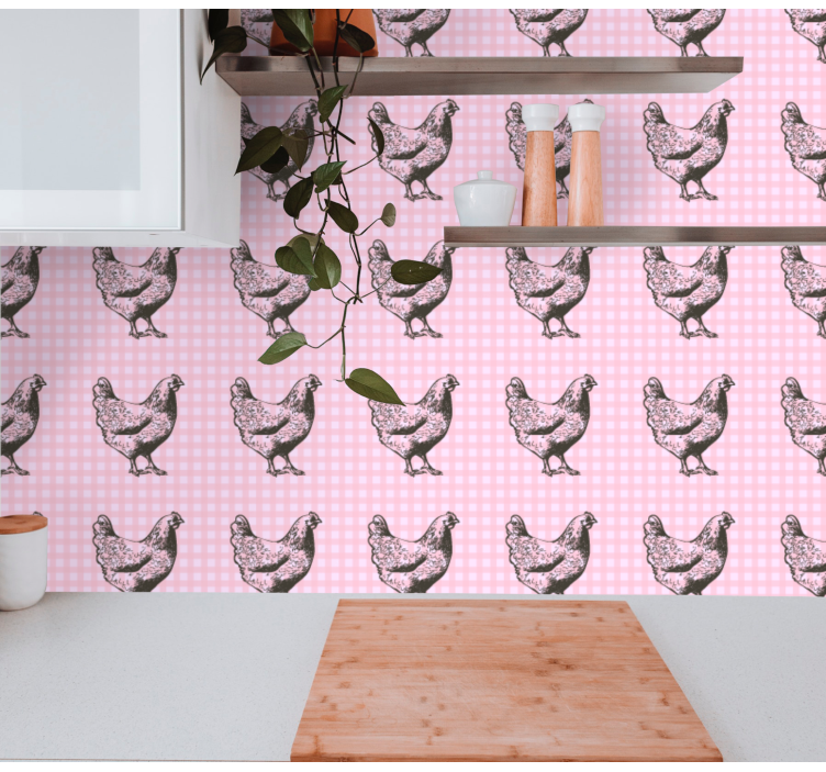 Papel mural cocina decoración con estampado de gallina - TenVinilo
