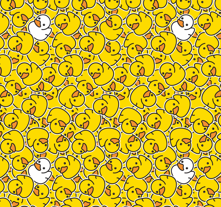 Papel mural infantil amarillo patrón de patitos - TenVinilo