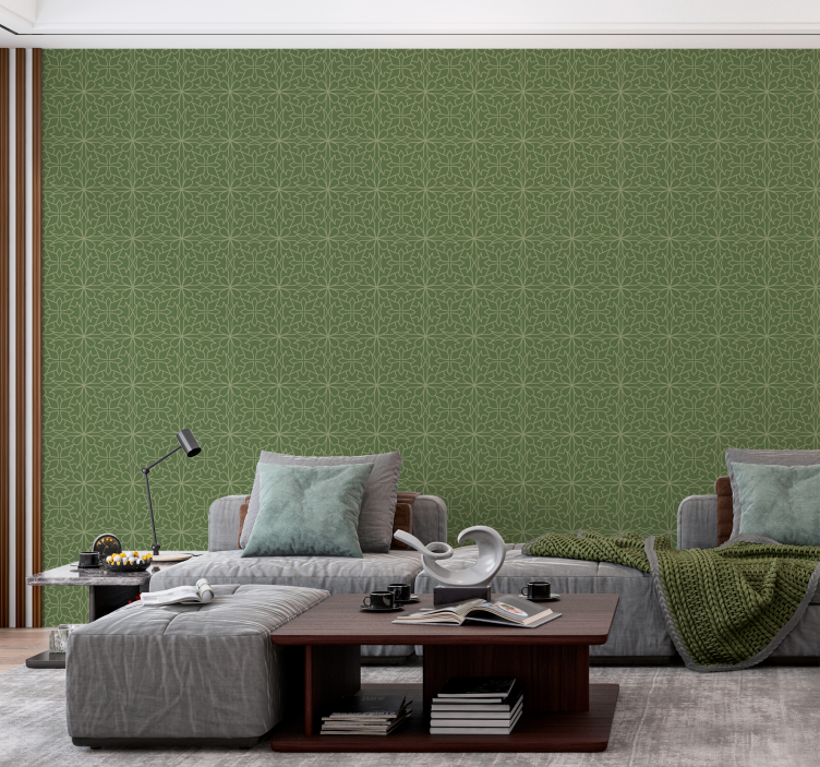 Papel pintado barroco patrón de damasco minimalista - TenVinilo