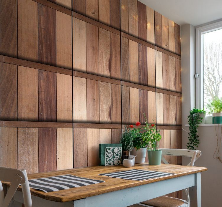 Papel de pared tablones de madera variados - TenVinilo