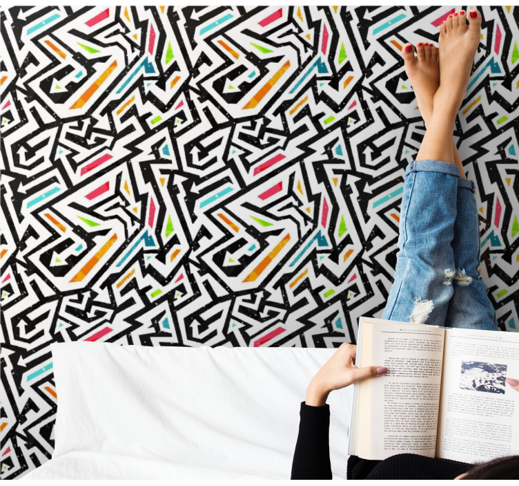 Papel mural abstracto caos geométrico - TenVinilo