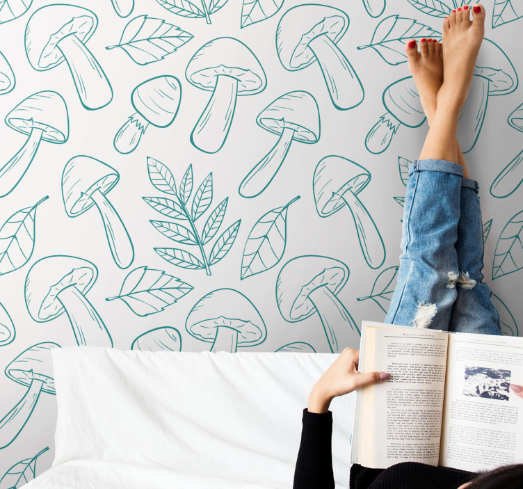 Papel mural animal contornos de hongos - TenVinilo