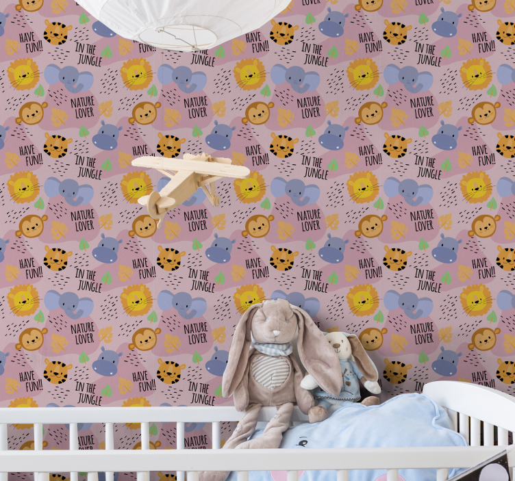 Papel mural bebé amante de la naturaleza de la jungla - TenVinilo
