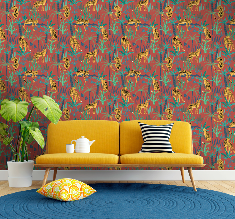 Papel mural animal escena de la selva tropical - TenVinilo