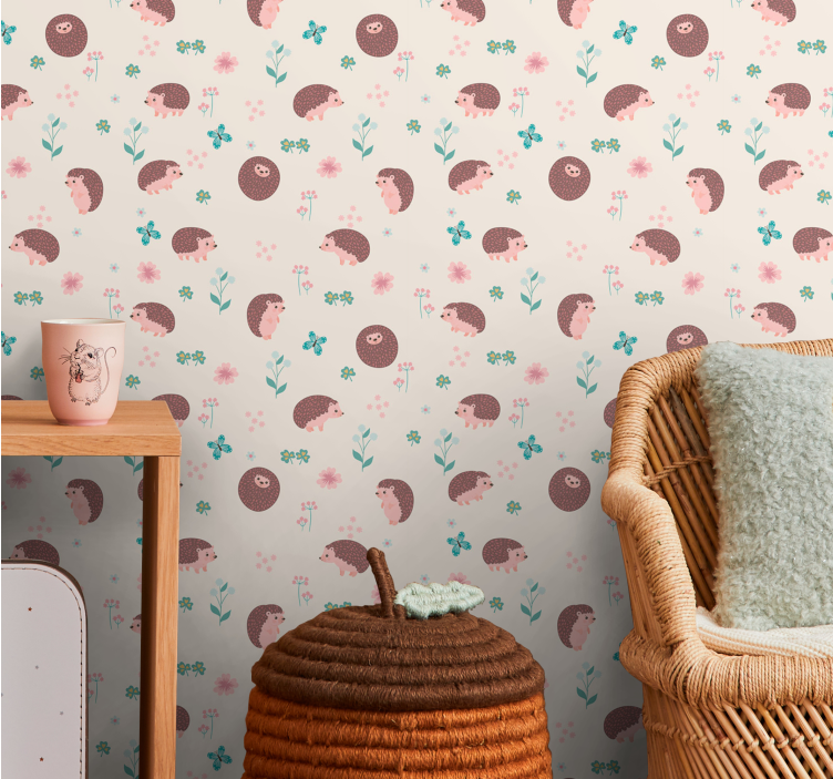 Papel mural animal lindos patrones de erizo - TenVinilo
