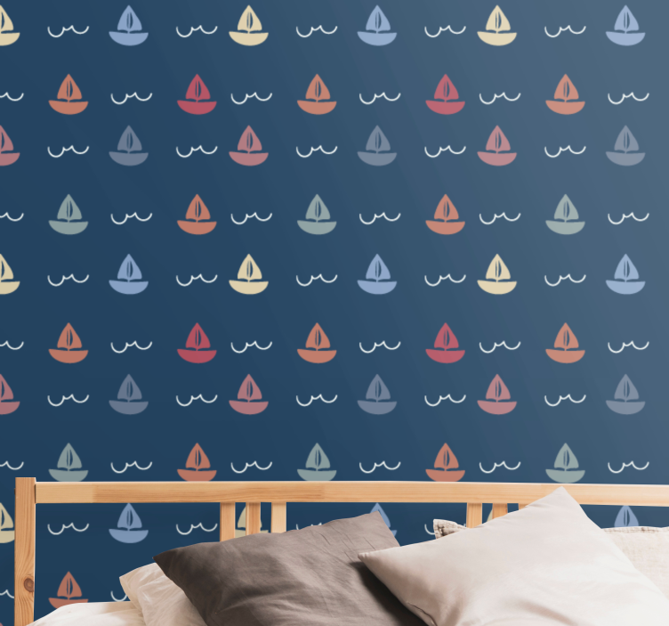 Papel mural infantil motivo de barcos de vela - TenVinilo