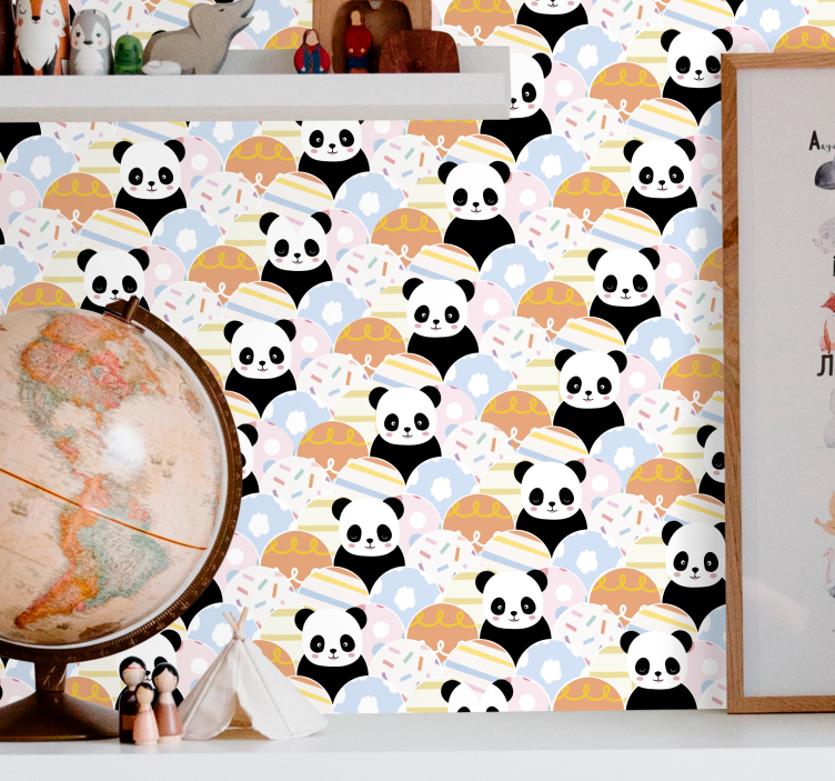 Papel mural animal patrón de panda - TenVinilo