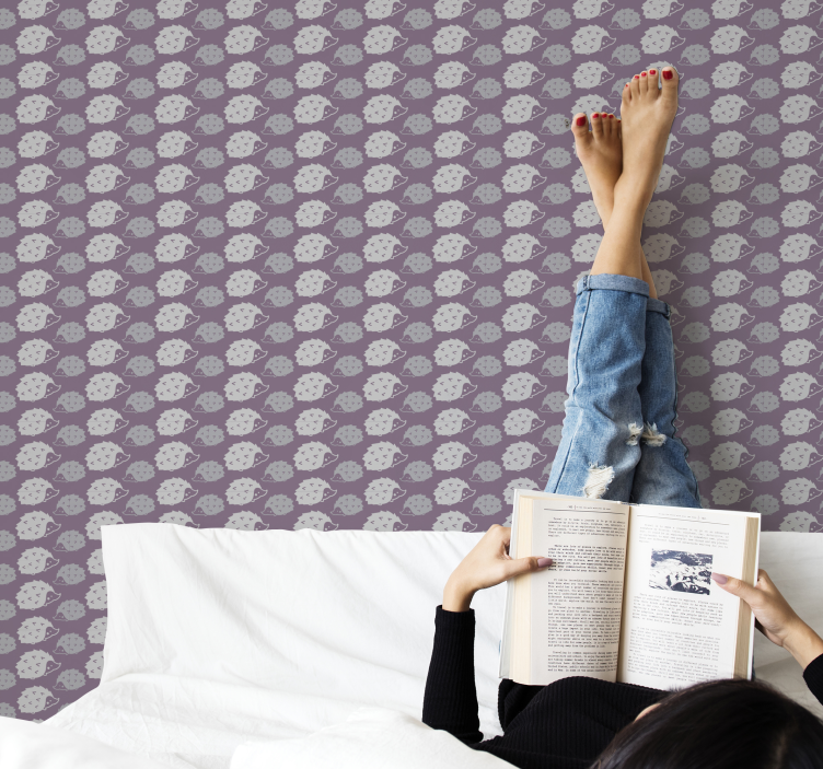 Papel mural animal patrón de erizo morado - TenVinilo