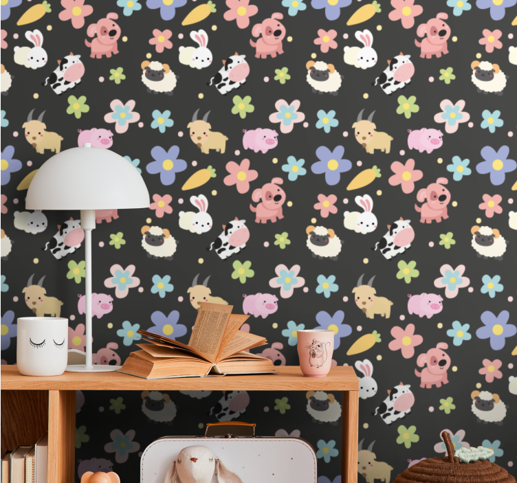 Papel mural animales divertido patrón animal - TenVinilo