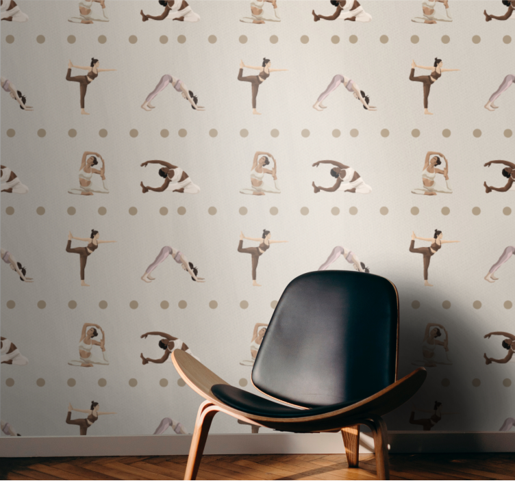 Papel mural arte figuras de posturas de yoga - TenVinilo