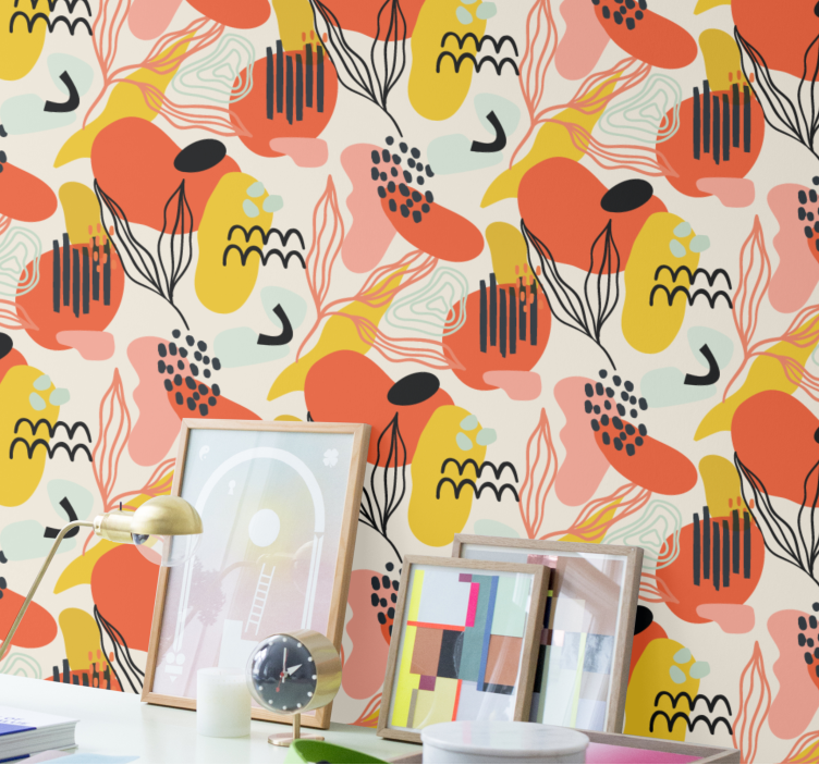 Papel mural arte formas orgánicas abstractas - TenVinilo