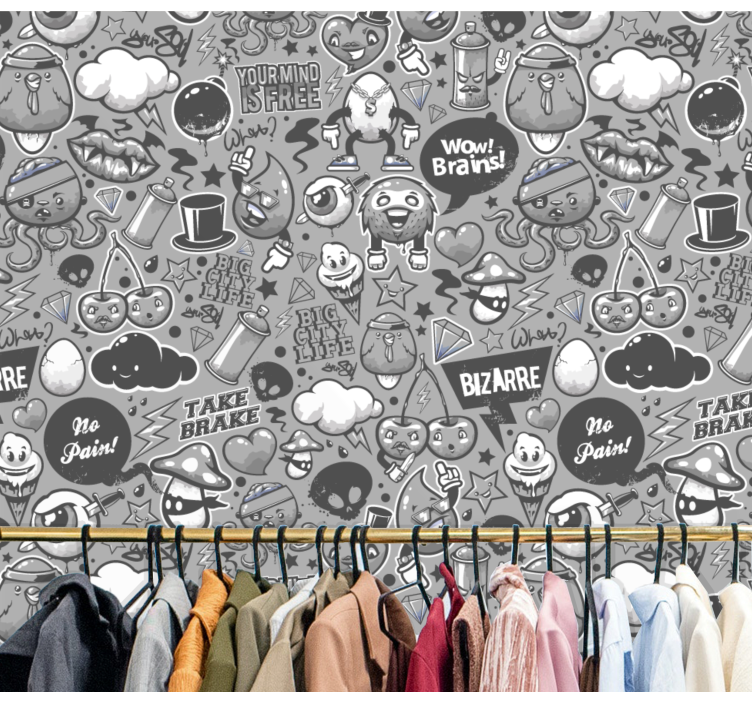 Papel mural arte garabatos eclécticos - TenVinilo