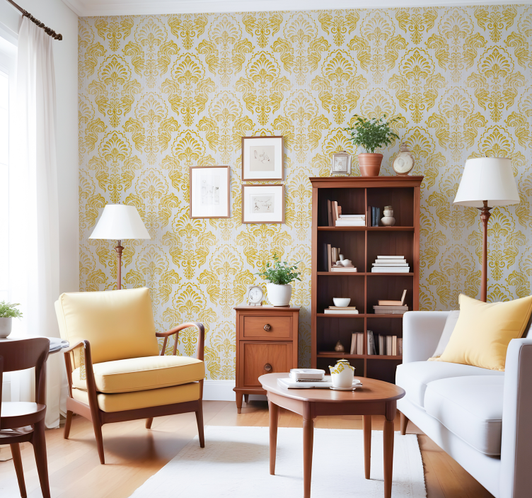 Papel mural barroco diseño dorado - TenVinilo