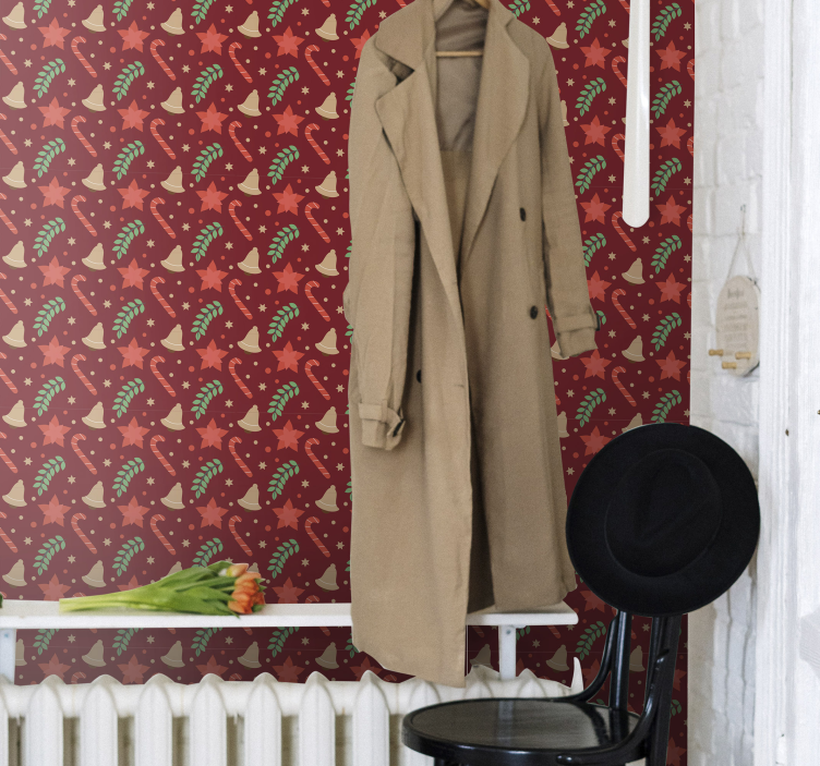 Papel mural navideño patrón de caramelo gigante - TenVinilo