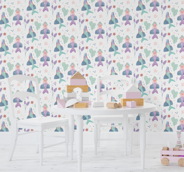 Papel mural infantil fantasía de sirena - TenVinilo