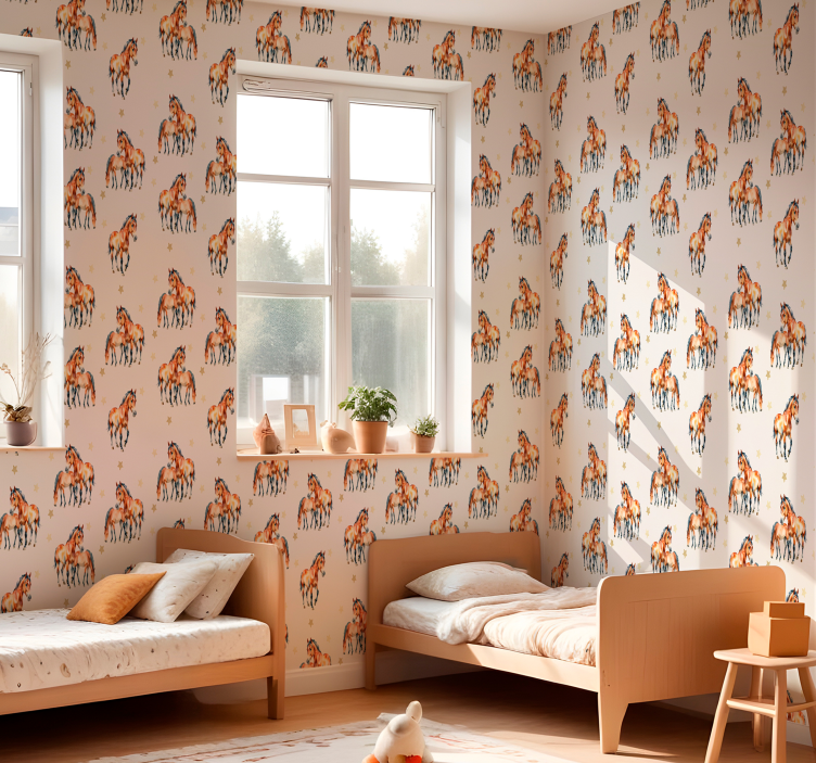 Papel mural caballos madre y potro - TenVinilo