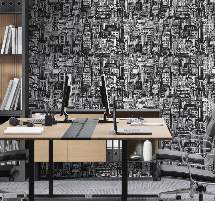 Papel mural ciudades caos de boceto urbano - TenVinilo
