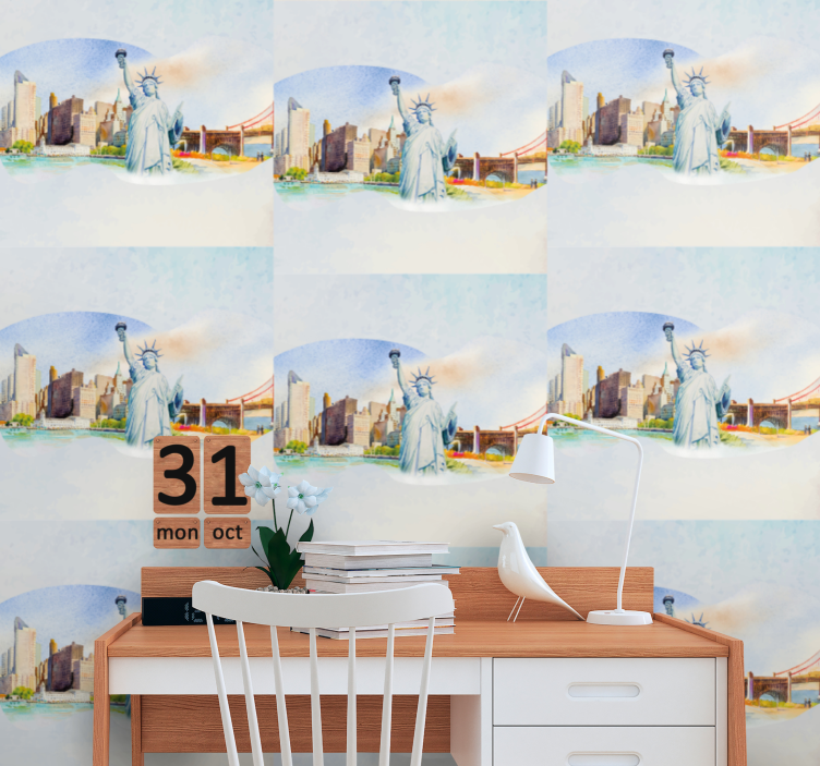 Papel mural New York collage de monumentos urbanos - TenVinilo