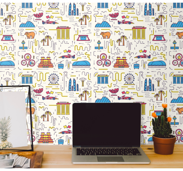 Papel mural ciudades diversión del paisaje urbano - TenVinilo