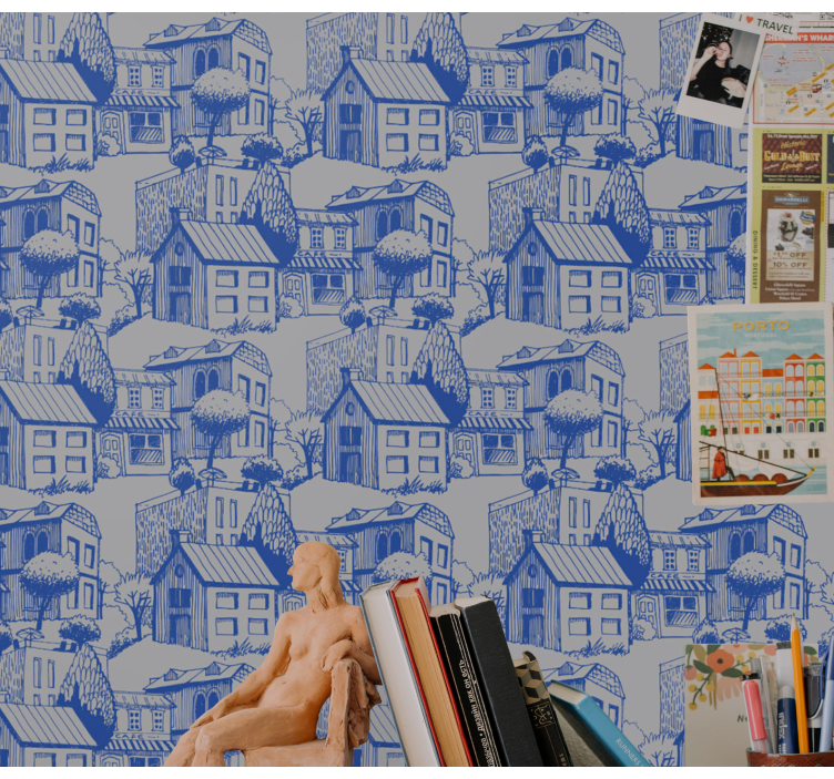 Papel mural ciudades ilustración de dibujo urbano - TenVinilo