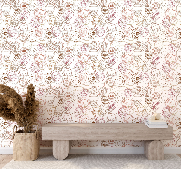 Papel mural ciudades sellos antiguos - TenVinilo