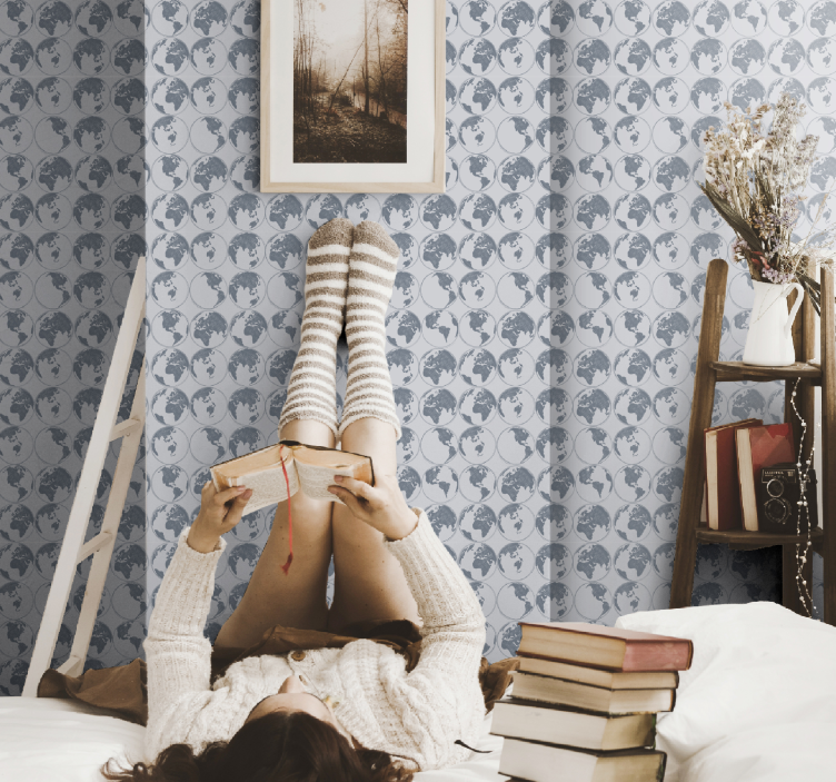 Papel mural ciudades patrones de mapas del mundo - TenVinilo