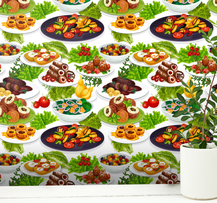 Papel mural cocina delicias culinarias - TenVinilo