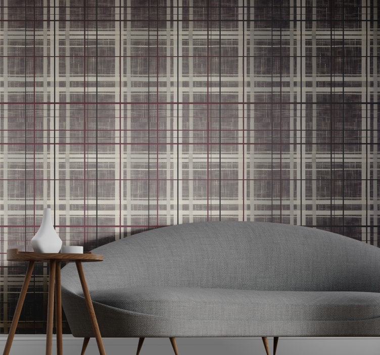 Papel mural cuadros patrón escocés efecto piedra - TenVinilo