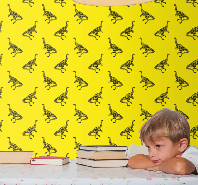 Papel mural dinosaurios aventura amarilla - TenVinilo