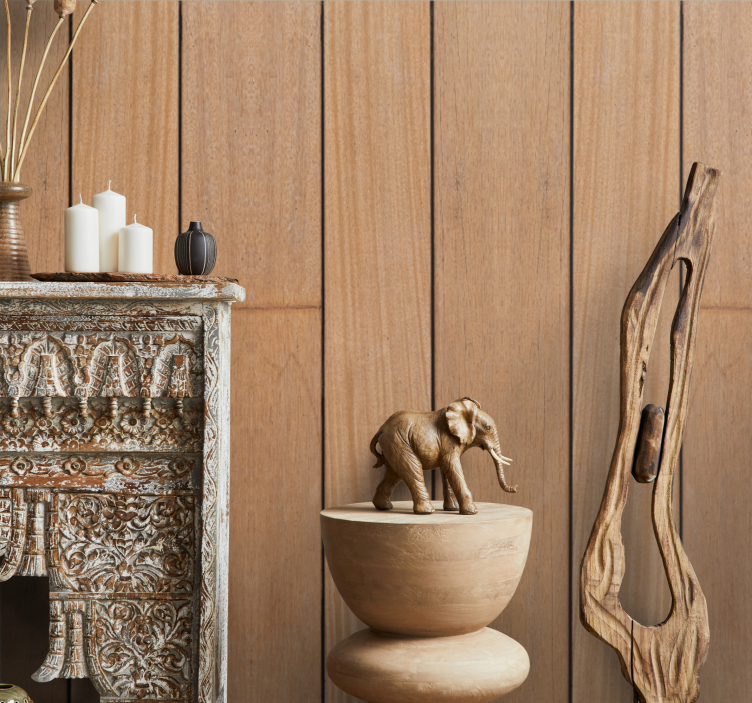 Papel mural madera tablones marrones sencillos - TenVinilo