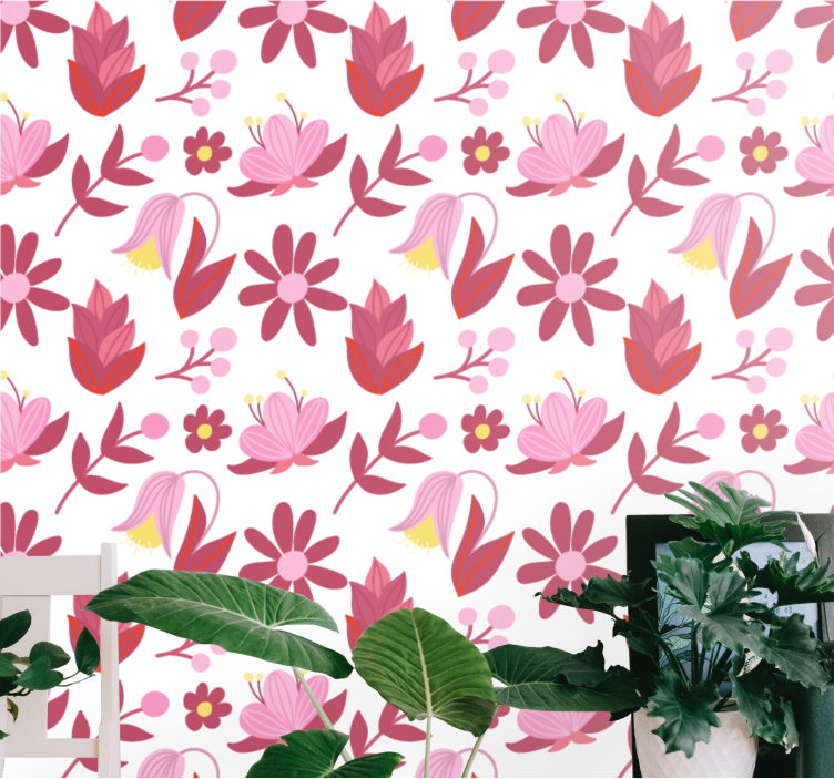Papel mural floral arreglo de ramo rosa - TenVinilo