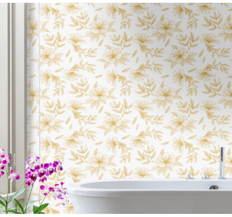 Papel mural floral elegancia floral dorada - TenVinilo