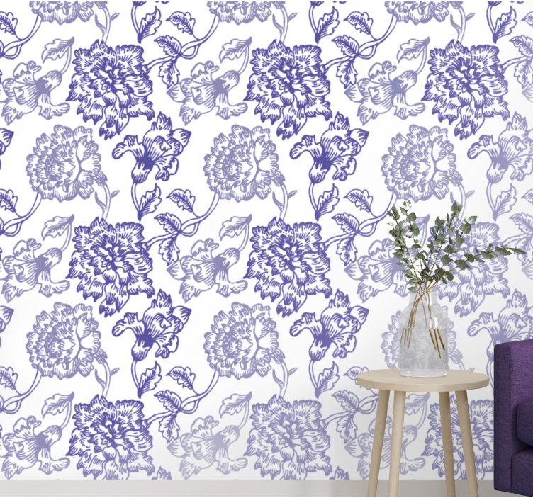 Papel mural floral flor índigo azul - TenVinilo