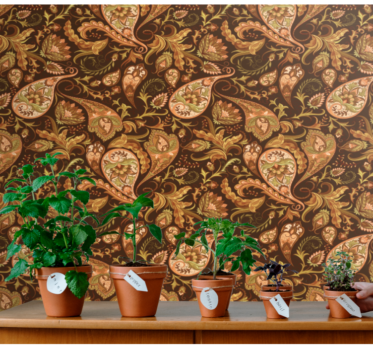 Papel mural floral motivos botánicos ornamentados - TenVinilo