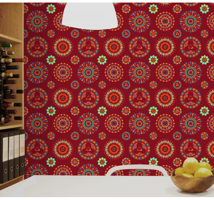 Papel mural floral patrón de mandala adornado - TenVinilo