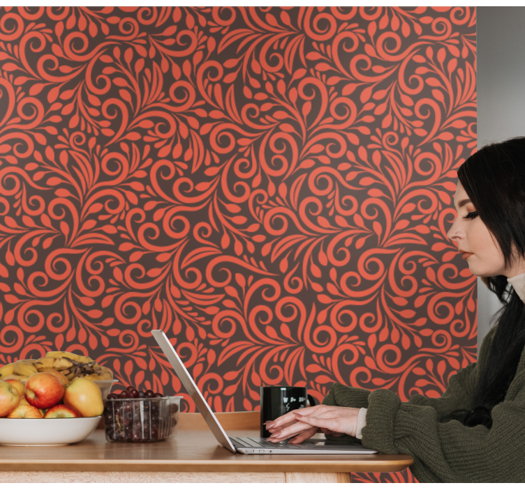 Papel mural floral remolinos adornados - TenVinilo